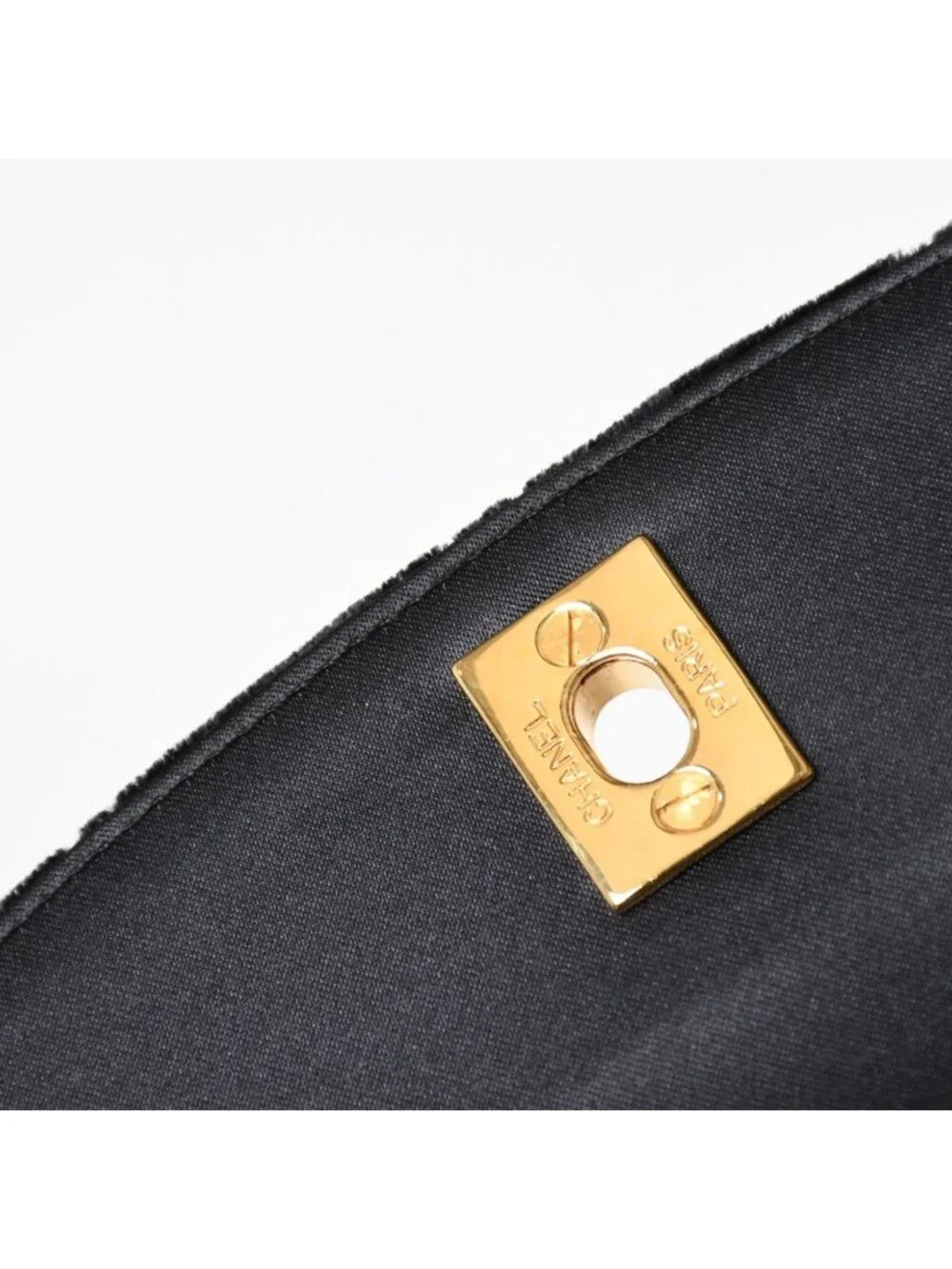 Chanel Bag CC Logo Velvet Quilted Turnlock Black Gold